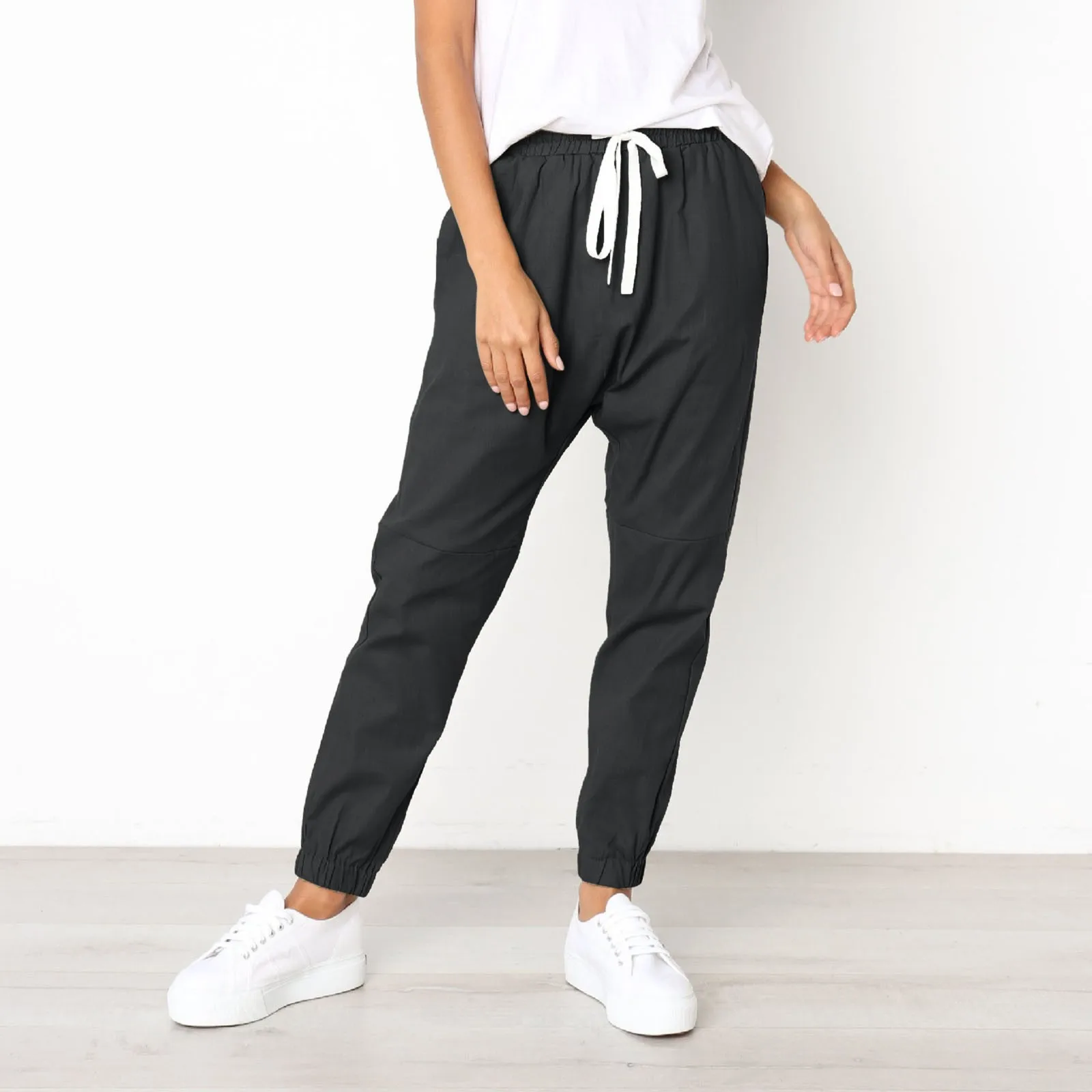 

Брюки-карго женские в стиле хип-хоп, уличная одежда, свободные штаны до щиколотки с эластичным поясом, джоггеры, брюки-султанки, весна-лето