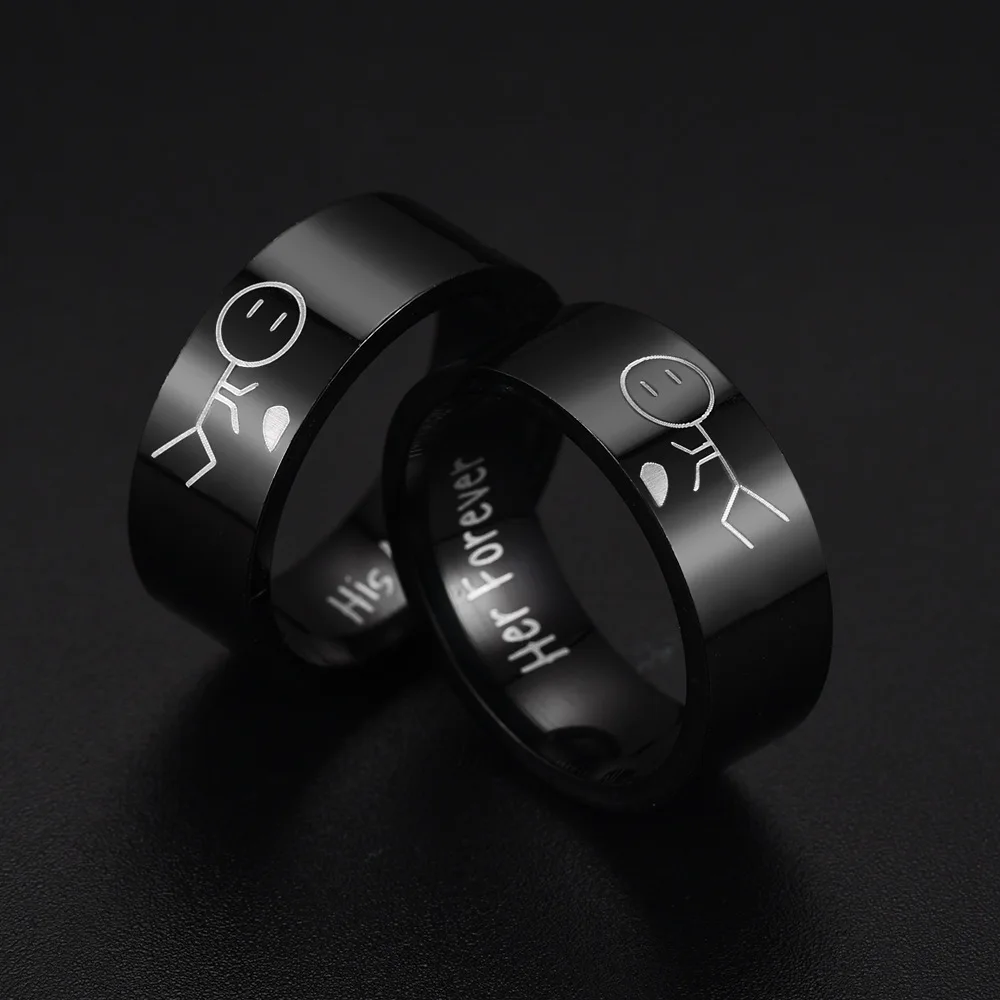 Titanium Steel Ring For Men Women Interesting Couple Ring Lovers Promise Ring Fashion Jewelry Brithday Christmas Gift Wholesale 5