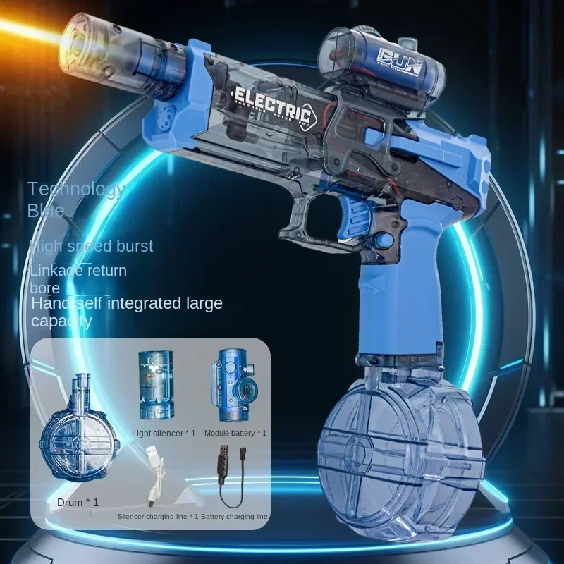 Automatic Water Absorbing Large Capacity Water Gun Summer Electric Water Gun Long Rang Pulse Watergun Outdoor Toy With Light 6