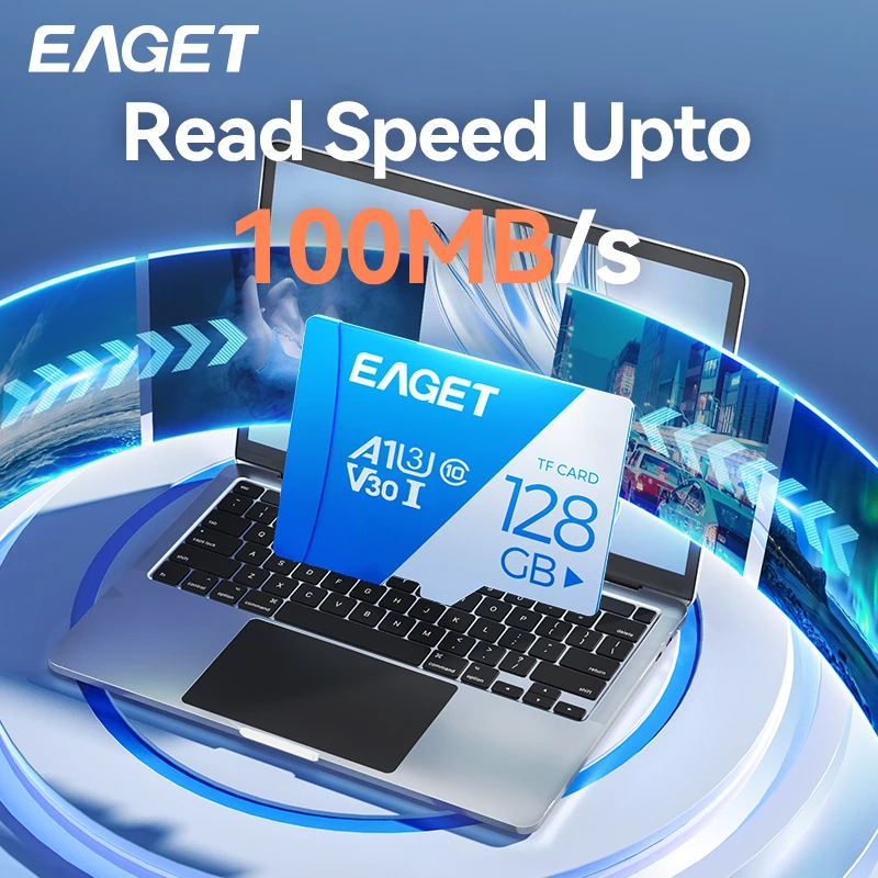 بطاقة ذاكرة SD EAGET سعة 64 جيجابايت TF U3 V30 مصم...