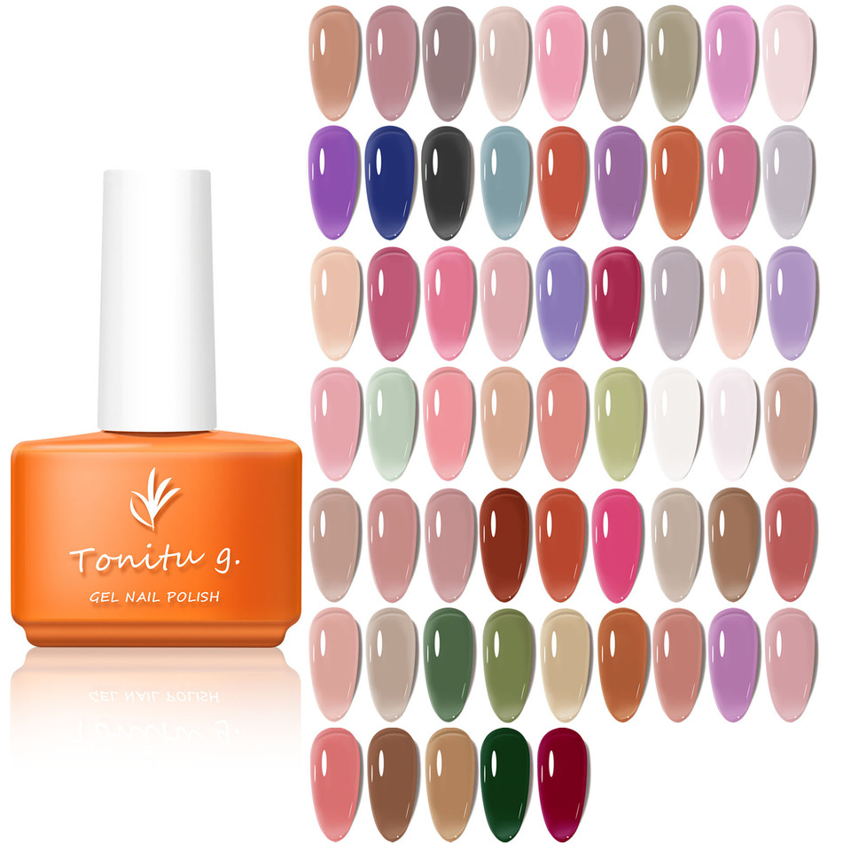 Tonitu G 7ml Semi Permanent Jelly Gel Nail Polish Black White Red Natural Transparent Nude Nails Art Soak Off  UV LED  Varnish