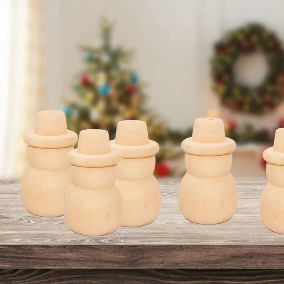 20 Pcs Unfinished Wooden Dolls For DIY Painting - Snowman Peg Dolls Craft Kit