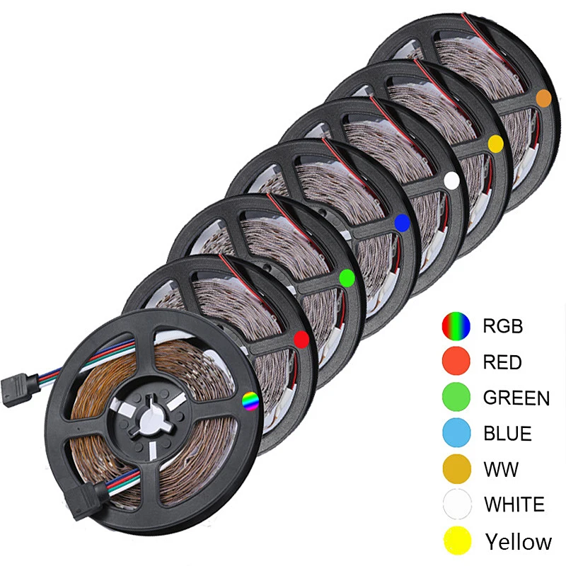 DC 12V 5M 300led RGB led strip SMD 2835 blue red green yellow White Warm White Flexible Ribbon RGB Strip Tape Lamp Diode lights