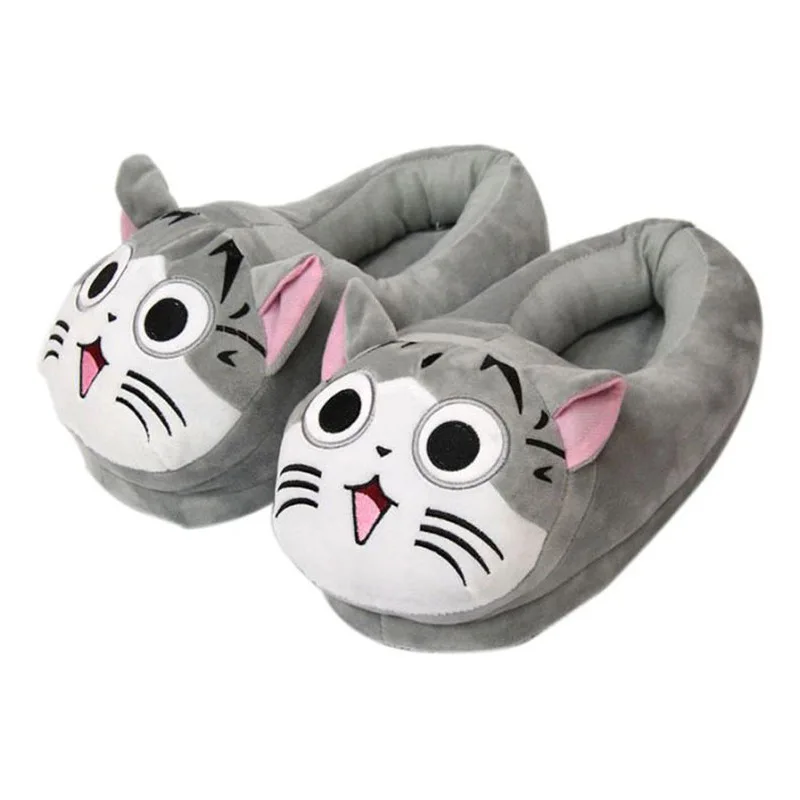 

Hot Unisex Cartoon Cat Fuzzy Cotton Slides Lovers Toe Covered Home Warm Non-slip Slippers Creative Animal Cat Cozy Furry Shoes