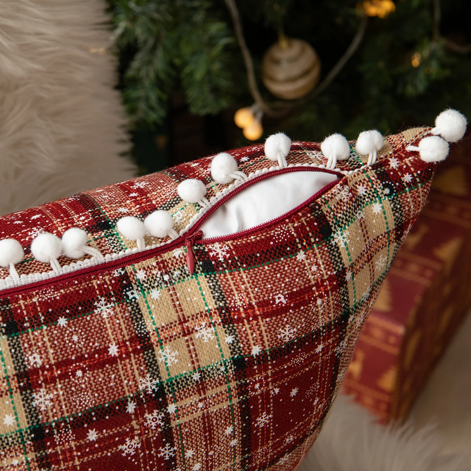 Kerst Set Van 2 Schotse Tartan Plaid Gooien Kussenslopen Boerderij Klassieke Decoratieve Vierkante Kussen Sofa Bank 18 X 18 Inch Rood