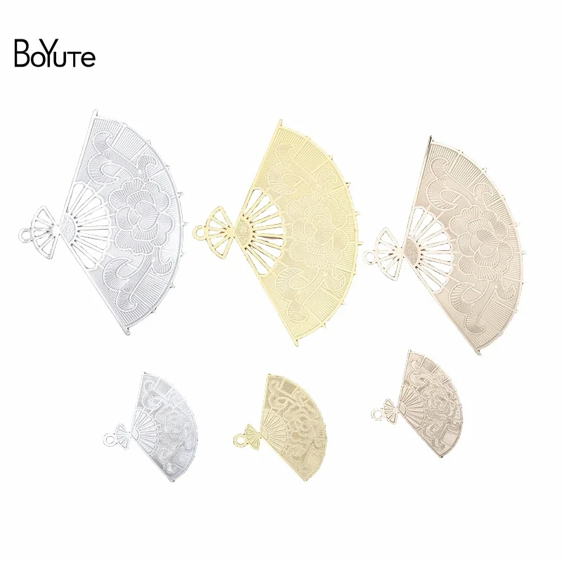

BoYuTe (10 Pieces/Lot) Metal Brass Fan Shaped Pendant Materials Handamde Diy Jewelry Accessories