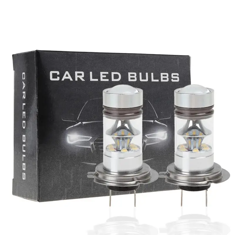 2Pcs 슈퍼 밝은 Led 100W H4 H7 자동차 주간 러닝 운전 안개등 램프 6000K 자동 운전 헤드 라이트 높은 낮은 빔 전구