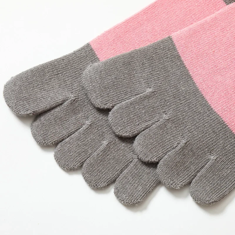 1 Paar Frauen Baumwolle Fünf-Finger-Socken bunte Streifen Split Toe Sports ocken Kawaii Harajuku High Tube Fünf-Zehen-Split-Toe-Socke – Detail 8