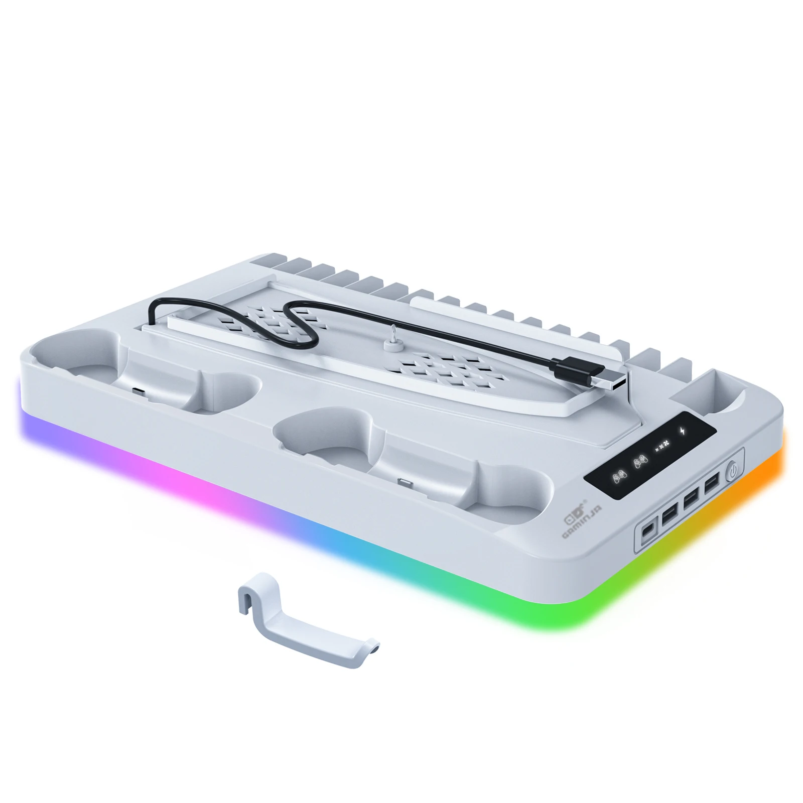 GAMINJA RGB Cooling Stand For PS5 and Slim Console Gamepad Charging Base Headset