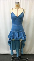 Women's Denim Retro Western Midi Flare Dress with Ruffle Skirt - Vintage Cowboy Style Fall Fashion, Stretch Comfort - Image 5