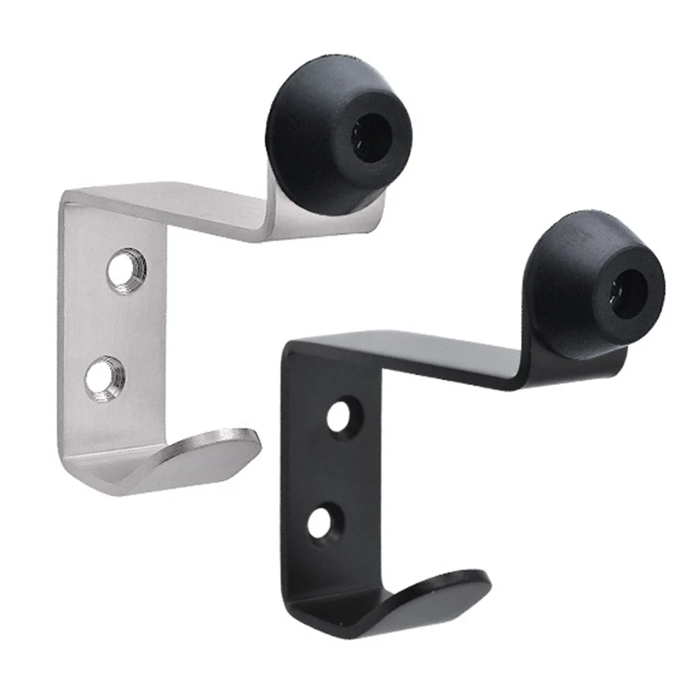 

1pc Heavy Duty Door Stopper Stop Wall Mount Hooks Holder Stainless Steel Rubber Door Stops With Screws