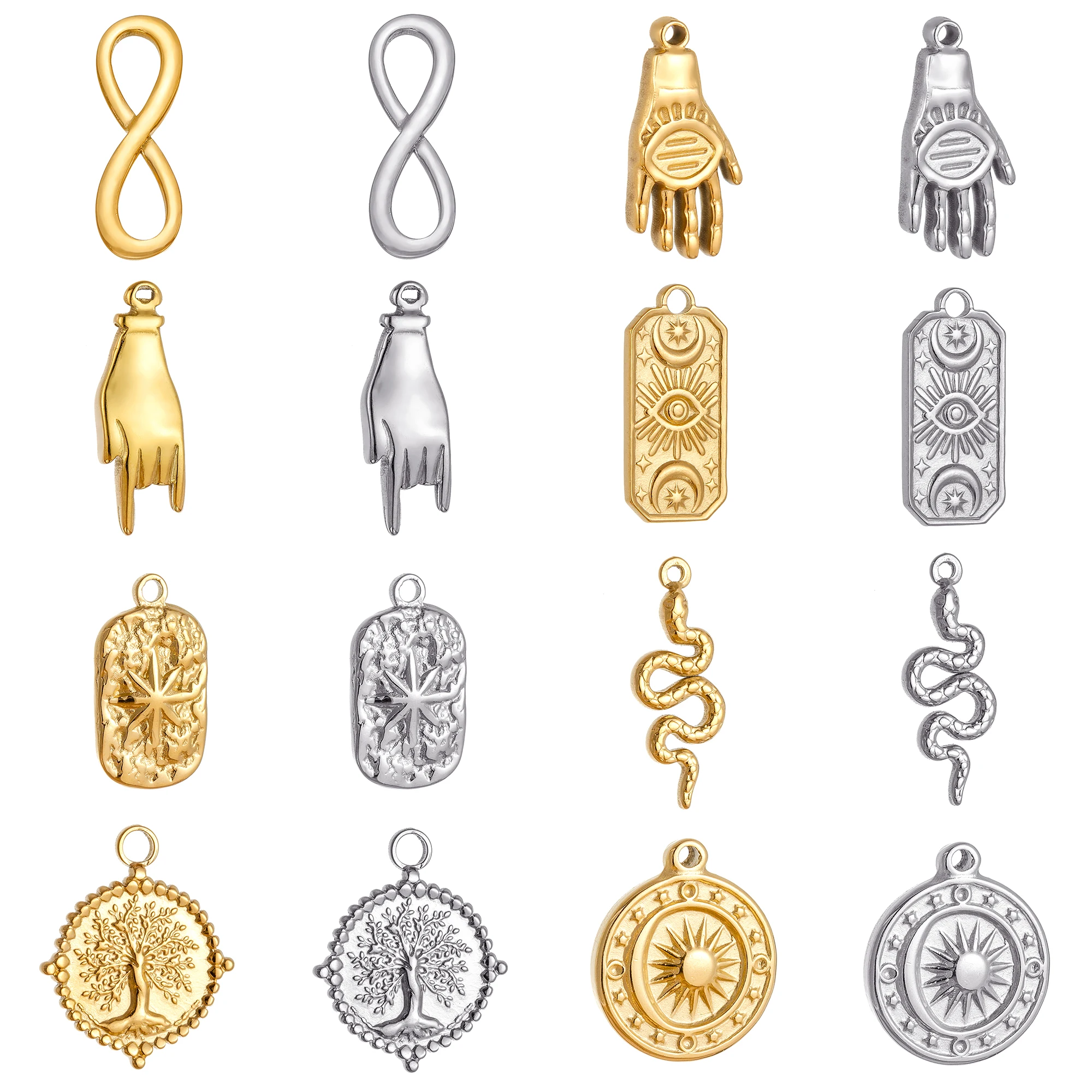 

3pcs/Lot Stainless Steel Oil Pressure Sun Moon Star Charms Pendant For DIY Fashion Necklace Bracelet Earring Jewelry Accessories