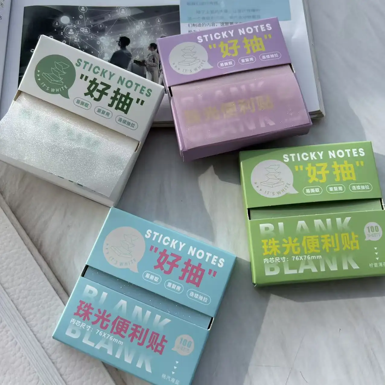Writable Sticky Tabs - 4 Packs (400 Sheets) Translucent Page Markers and Annotation Index Notes