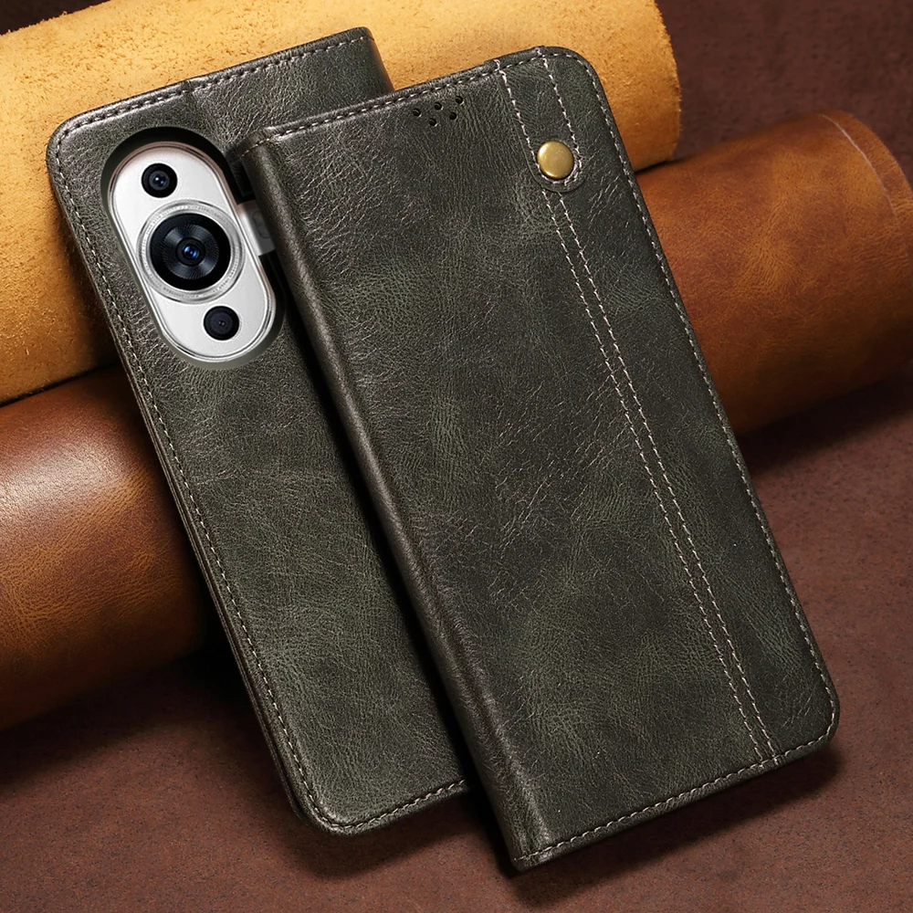 Waxy Leather Wallet Flip Phone Case For Huawei Nova 12 11 Se 10 Nova12 Nova11 Nova10 Pro Ultra Retro Vintage Cover Case