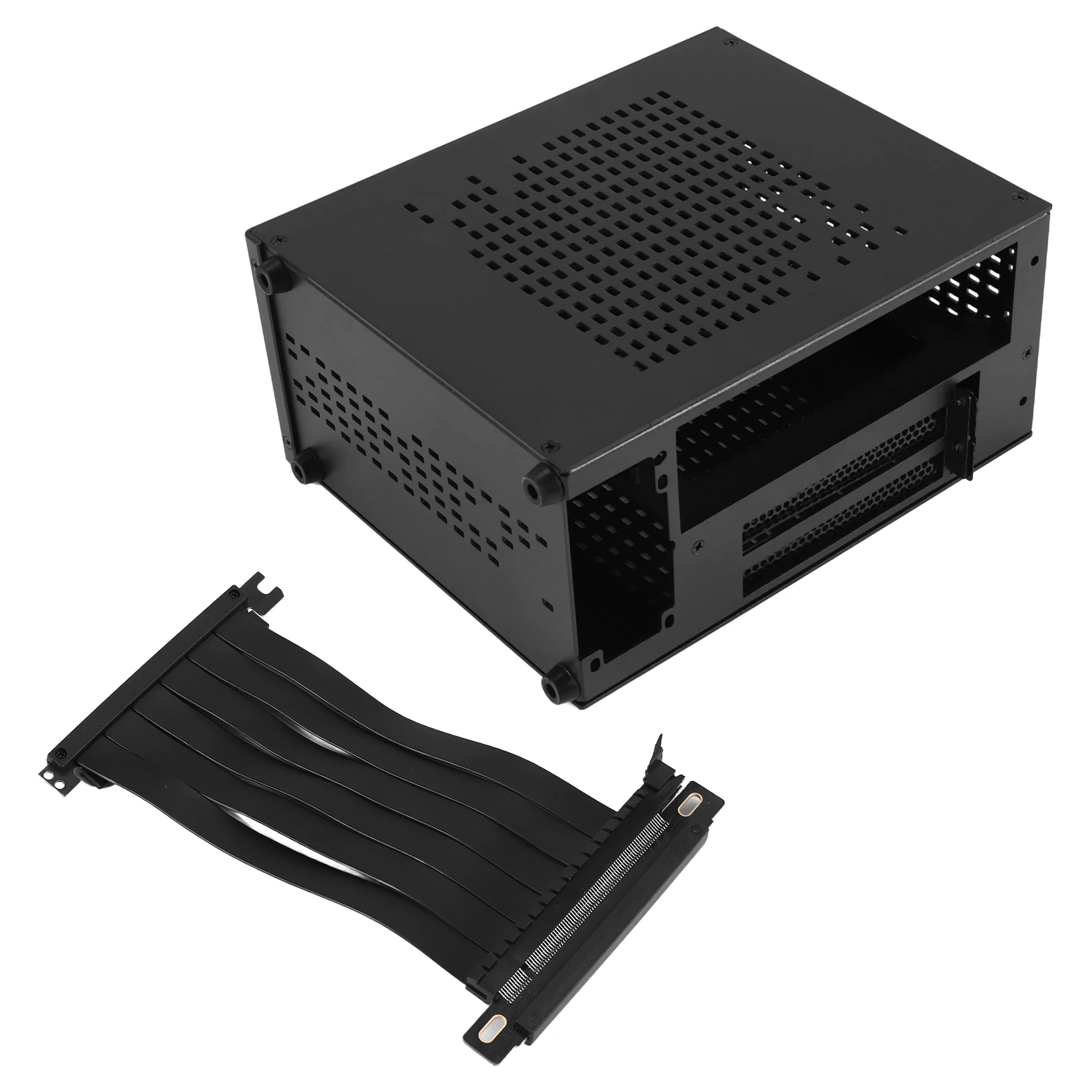 AAAE A07 미니 ITX 컴퓨터 케이스 섀시 HTPC 호스트 케이스 USB3.0 ITX 인클로저(그래픽 카드 연장 케이블 포함)(A)