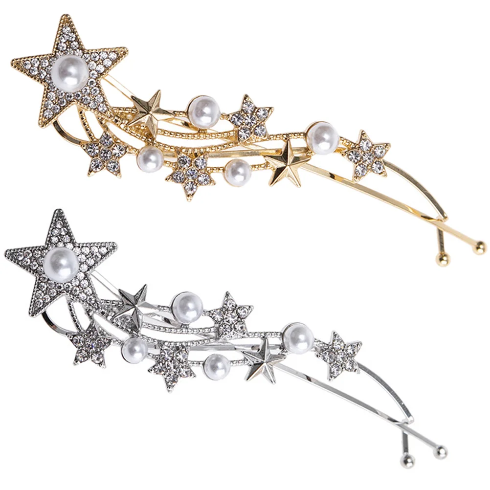 

Pearl Meteor Hair Clip Star Pin Clips Small Barrettes Headpiece Decorative Women Side Tiny