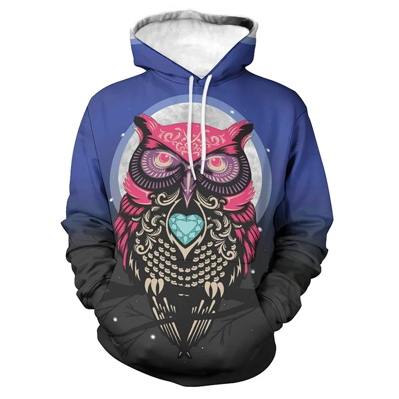 

Night Owl 3D Print Fashion Swearshirts Men Women Children Hooded Clothing Harajuku Casual Cool Autumn Hoodies Tops