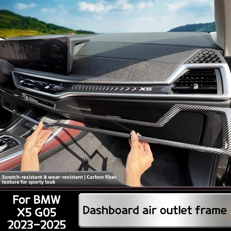 Bande décorative de voiture en fibre de carbone ABS, pour BMW X5 G05 2024 – 2025, surface de sortie d'air du tableau de bord de commande central