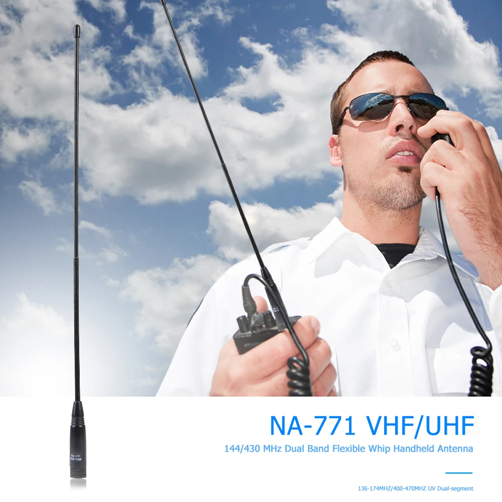 1개 NA-771 SMA-M 남성 안테나 144/430MHz 광대역 블랙 심플 및 2.15dBi 10W YAESU Vertex 양방향 라디오 38cm용