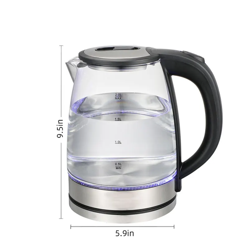 2L Electric Kettle,Glass Pot,Quickly Boiling Water,Automatic Power-Off,Double Scalding Protection,110V1000W,220V1500W,Food Grade 6