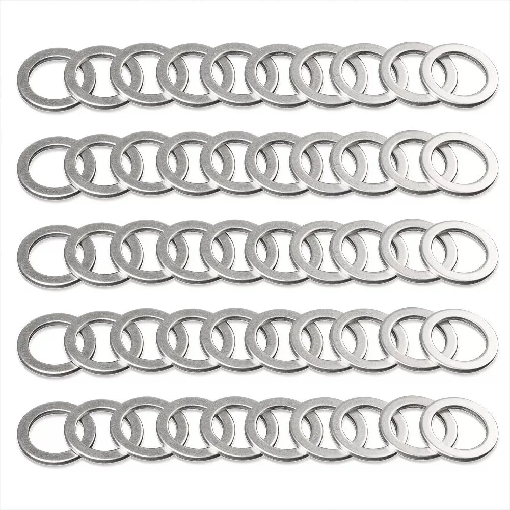 oil drain plug gasket oil drain plug seal washer o ring gasket sealing washers 100Pcs Washer Seal M 14 Aluminum Oil Drain Gasket Sealing O Ring Assortment For MAZDA MERCEDES BENZ SUZUKI
