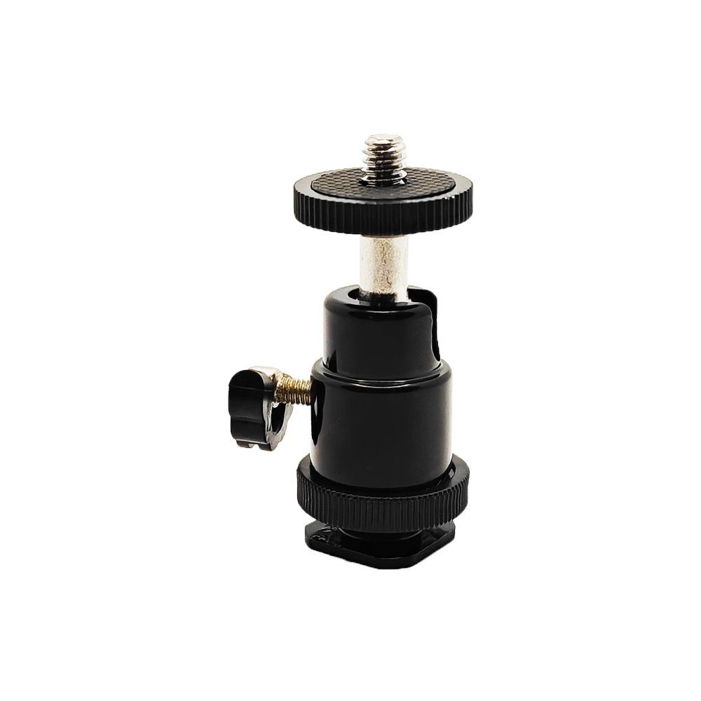 1/4" Aluminum Tripod Hot Shoe Mount Metal Flash Bracket With Phone Clip Holder for GoPro Action Camera Smartphone DSLR Cameras