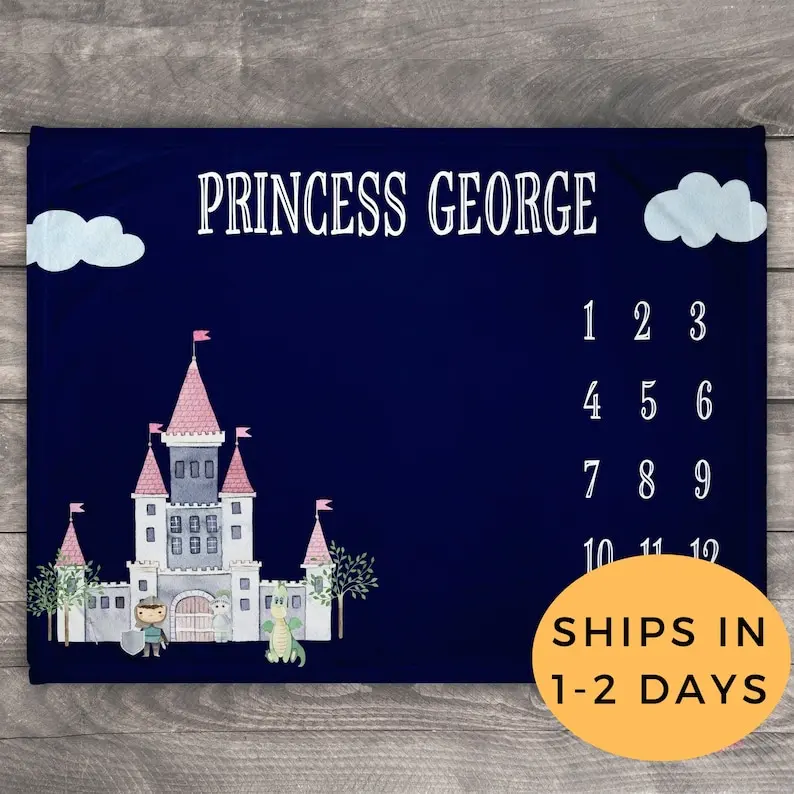 

Prince Blanket, Custom Picture Blanket, Fairytale Nursery, Newborn Boy Personalized Gift, Fairytale Blanket, Monthly Blanket Bab
