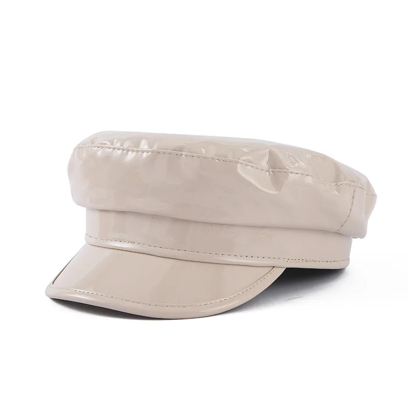 Women Girls PU Leather Newsboy Caps Cabbie Painter Hat Gatsby Ivy Beret Shiny Glitter Headwear Hip Hop Kpop cotton newsboy cap,berets hat