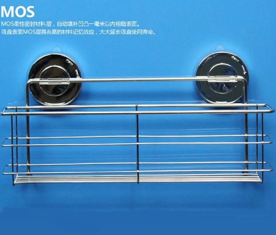 Bathroom Shelf Organizer Shower Storage Rack Stainless Steel Wall Mounted Toilet Shampoo Holder No Drill Vacuum Suction Cup 6