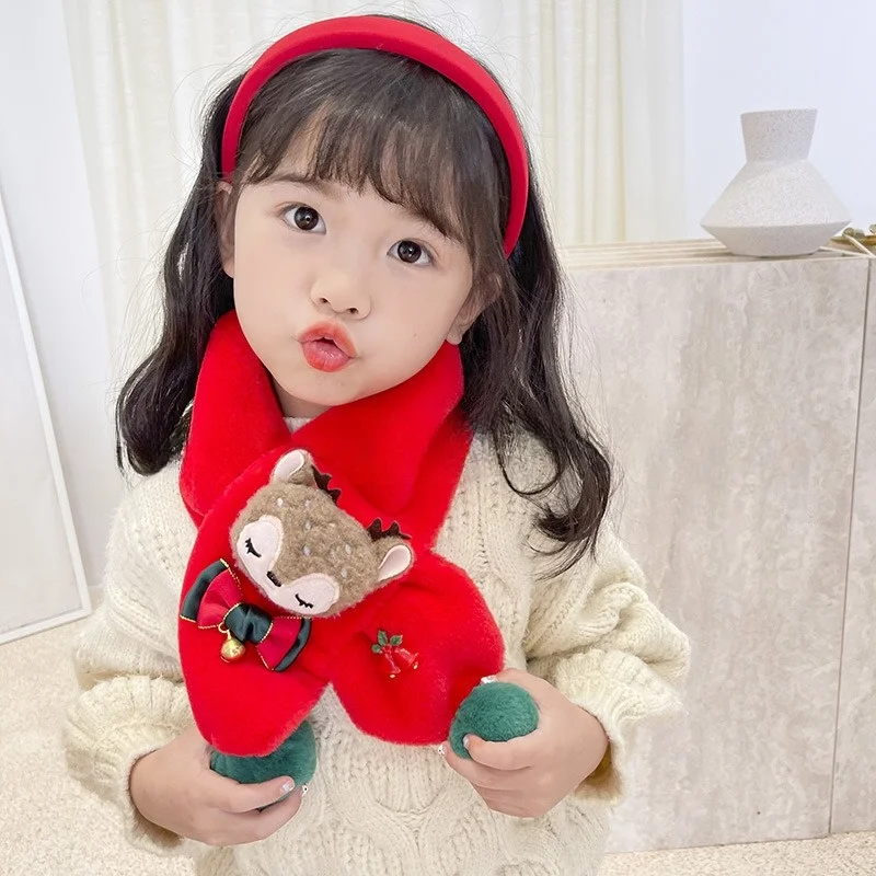 Christmas Children's Scarf Winter Child Neck Warmer Baby Kids Winter Accessories Cartoon Scarf For Girls Child Neck Gaiter