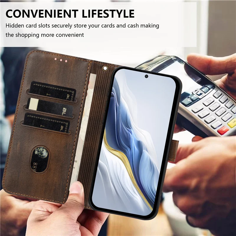 Premium Flip Leather Wallet Phone Case with Magnetic Closure and Card Holder