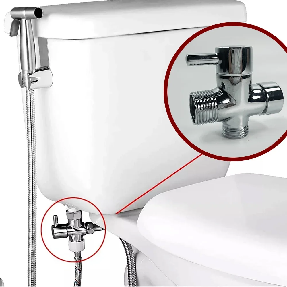 Shower Head Diverter Valve Faucet Valve Chrome Brass Bathroom Toilet Bidet G1/2" T-adapter Shower Diverter Valve 3 Way Shower Faucet Tee Connector Valve Tool