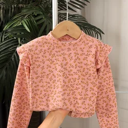 Children's Long-Sleeve Floral Dot Undershirt - Cute and Sweet Tops - 12M  80 (Pink floral)