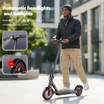 Monopattino Elettrico Leggero da 10.4Ah per Pendolari Adulti, Pneumatici Antiesplosione, Sistema di Doppio Freno, Supporto APP, E-scooter 25km/h o 30km/h