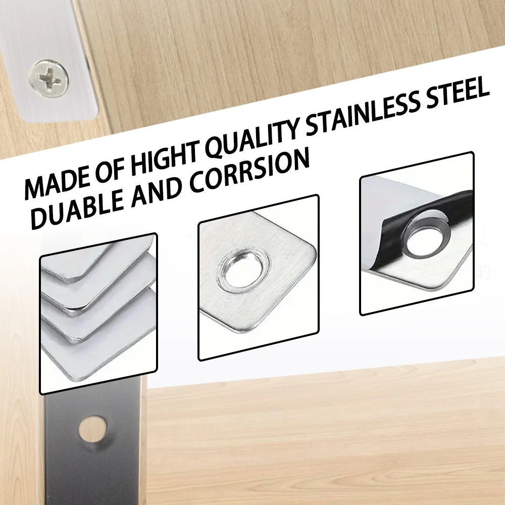 10 pieces of stainless steel and black paint thickened corner code, 1.97in l and t square code, triangular flat connector, fixed