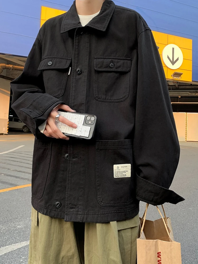 Long Sleeve Black Cargo Shirt Vintage 