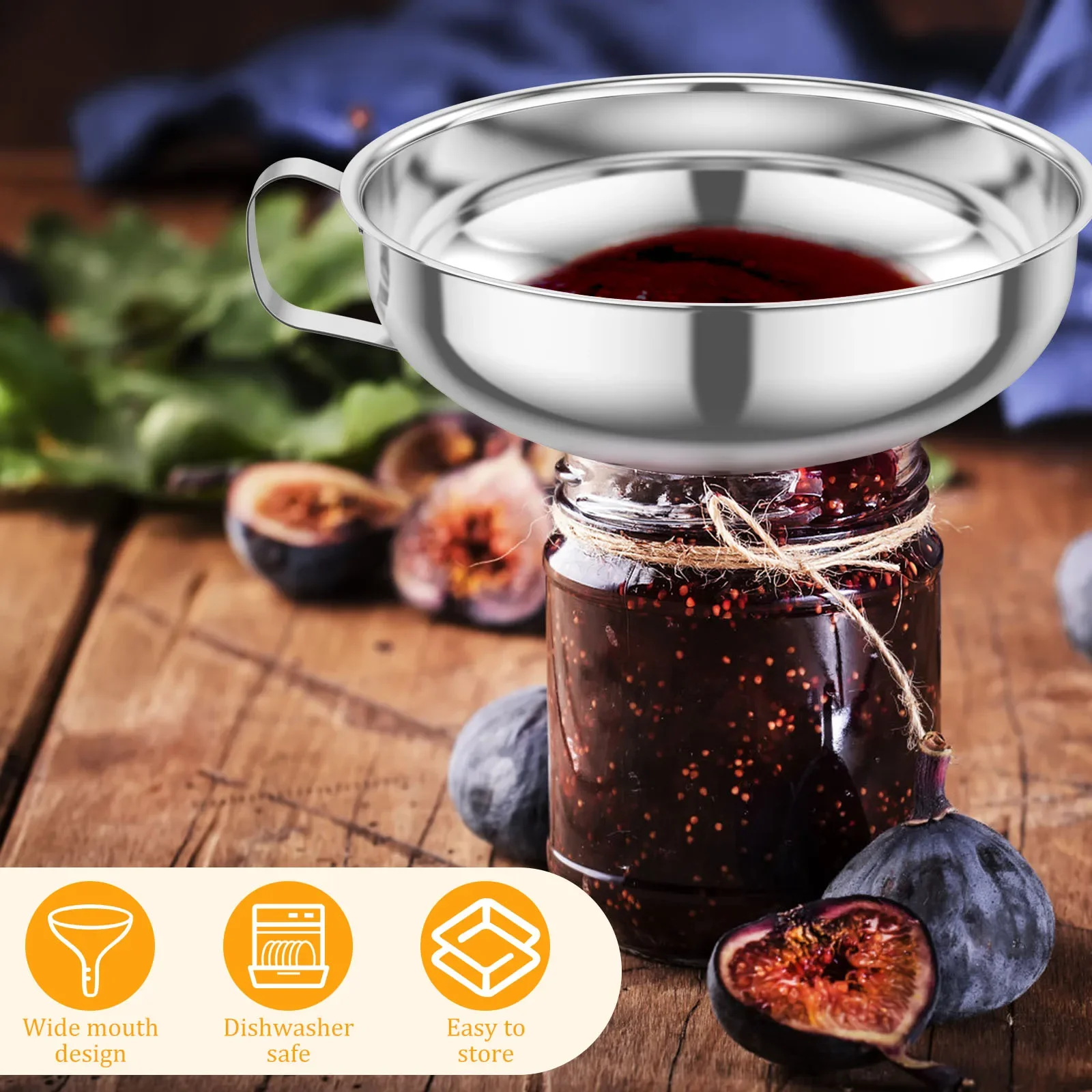 3Pcs Canning Funnel with Strainer Stainless Steel Canning Funnel Wide Mouth Kitchen Funnel Stackable Mason Jar Funnel for Kitche