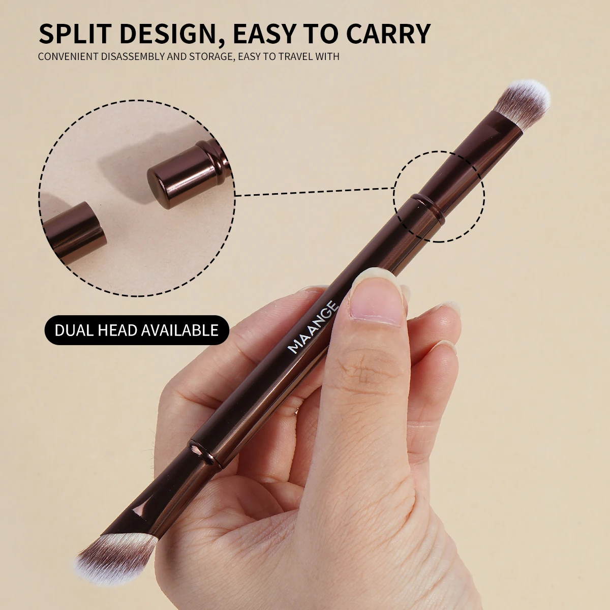 MAANGE Double Ended Makeup Brush Set Detachable Travel Contour Concealer Brush Set Eyeshadow Brush Face Cosmetic Tools with Box 5