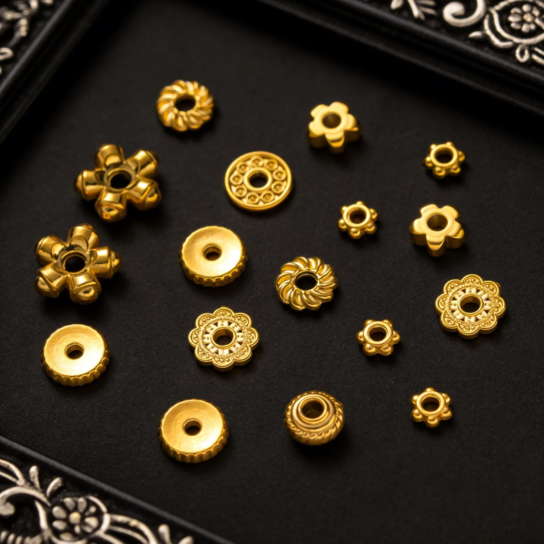 20 Stück/Lot Edelstahl Gold Runde Blumen-Abstandsperlen für DIY Handgemachte Armbänder Schmuckherstellung Zubehör Bastelbedarf – Detail 4