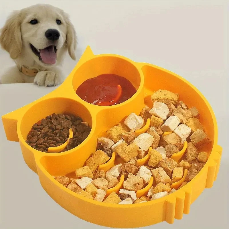 

Owl Shaped Dog Food And Water Slow Feeding Bowls Non-slip Silicone Pet Bowls For Cat And Dog Supplies
