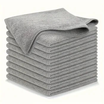 Kitchen towel, microfiber light gray cleaning cloth set, strong water absorption, soft and decontamination cloth