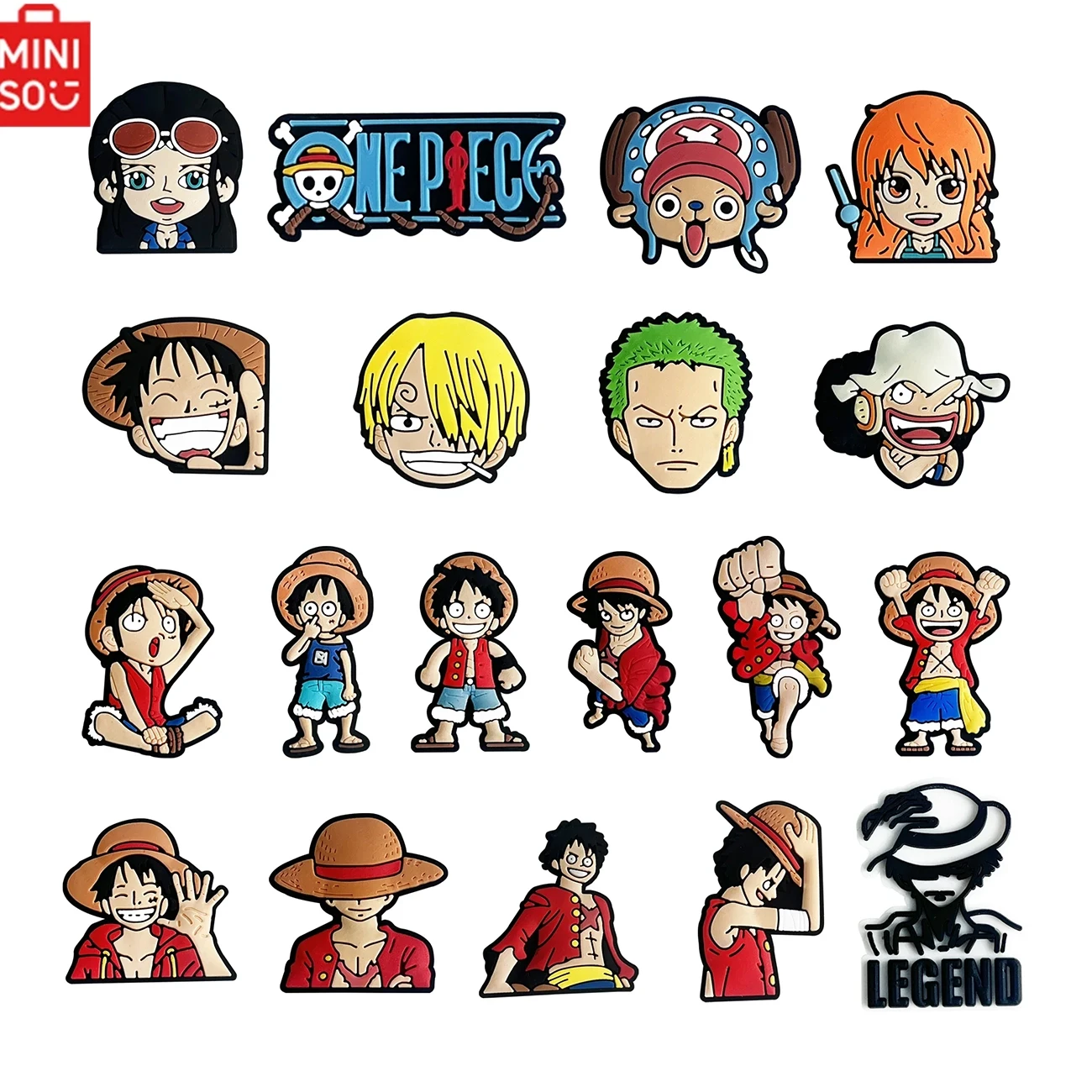 Shoe charms MINISO 19pcs/set One Piece Luffy Cartoon Shoe Charms DIY Shoe Decoration