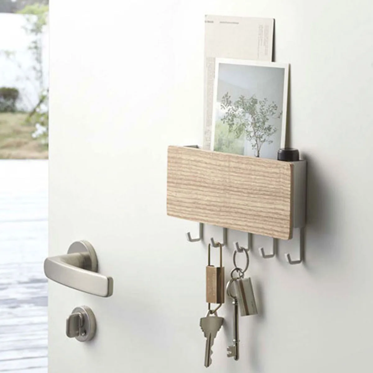 

1pc Key Holder Home Accessories Key Organizer Wall Bamboo Hook Wooden Organizer for Wall Door Kitchen Back Hanging Rack Entrance