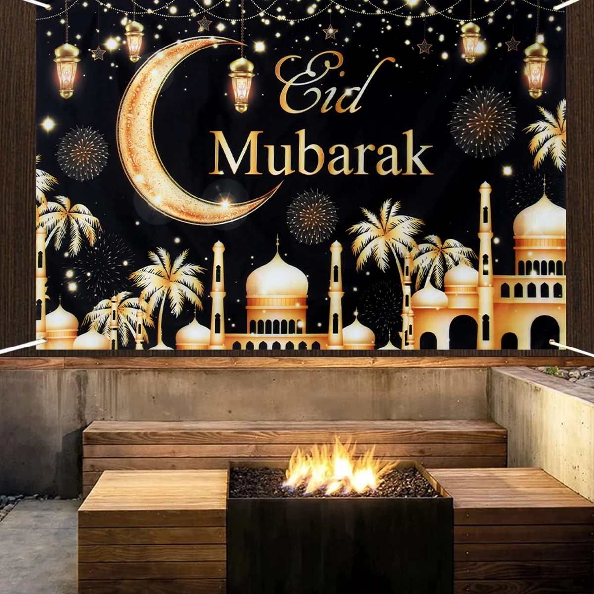 Ramadan Mubarak Ghirlanda E Banner Decorativi, Set Con 1 Striscione E 8 Stelle E Luna, Decorazioni Per Eid 2025