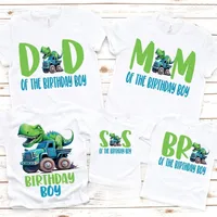 Dinosaur Monster Truck Birthday Boy T-shirt Cool Dino Design Family Matching Outfits Funny Party Clothes T-REX Tshirt 1
