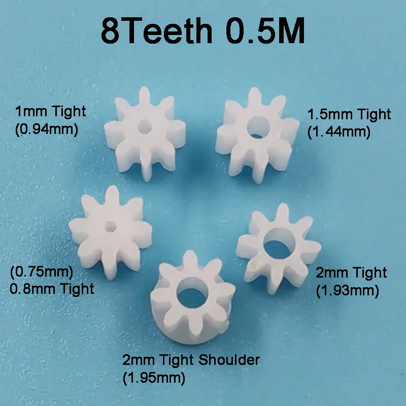 8 Teeth 0.5M Pinion Gear 80.8A 81A 81.5A 082A Toy Helical Spare Parts Model DIY Plastic Gears Hole 0.8mm-2mm 10pcs/lot