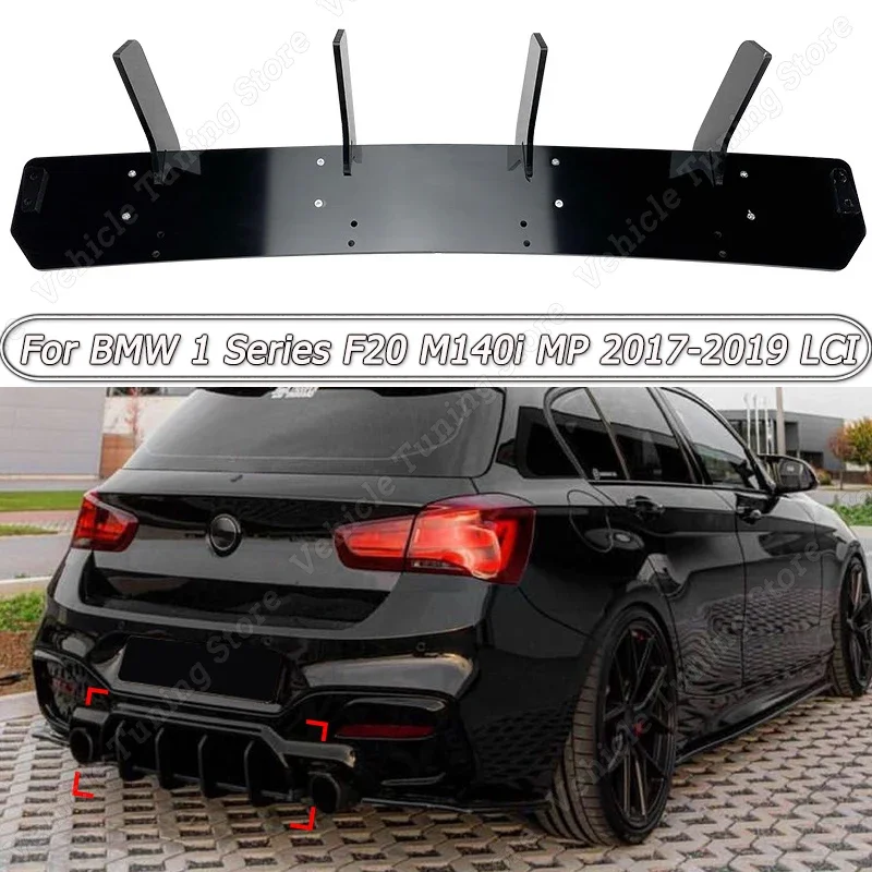 

For BMW 1 Series F20 M140i MP 2017-2019 LCI Car Rear Diffuser Bumper Rear Lip Spoiler Body Kit Accessories Tail Wing Black ABS