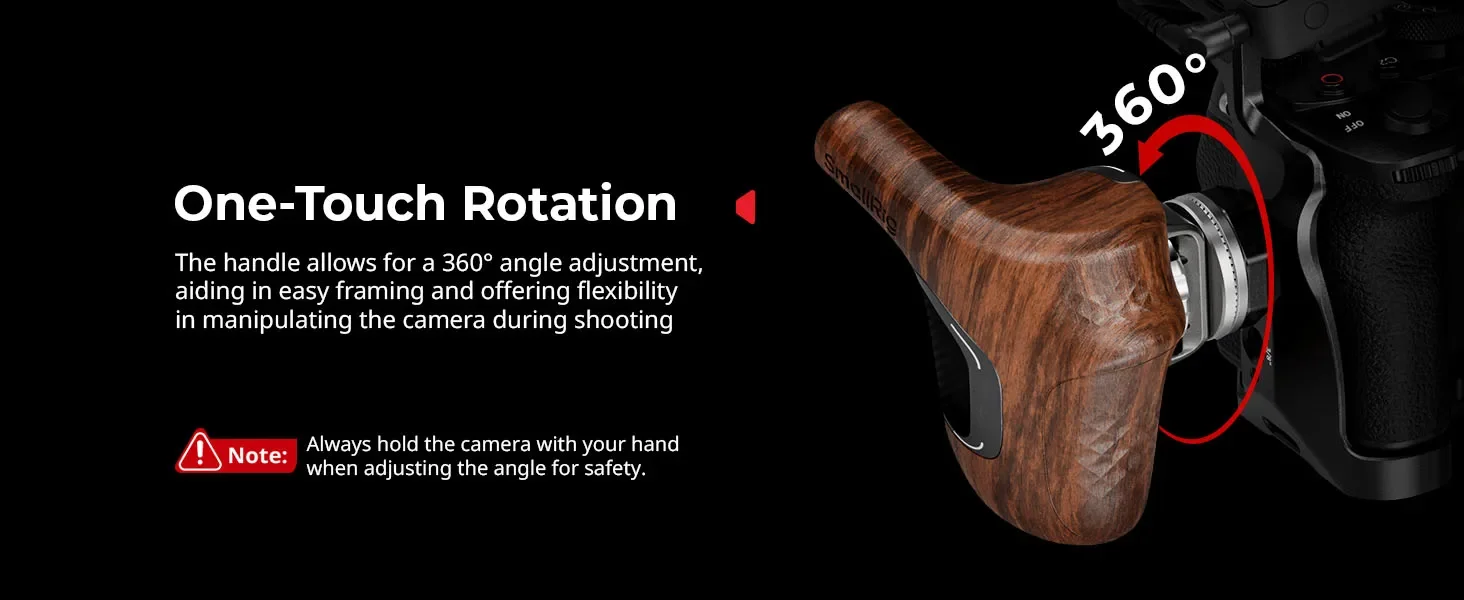 SmallRig Rotating Right/Left-Side Wooden Handle Load Capacity to 15kg Flexible P