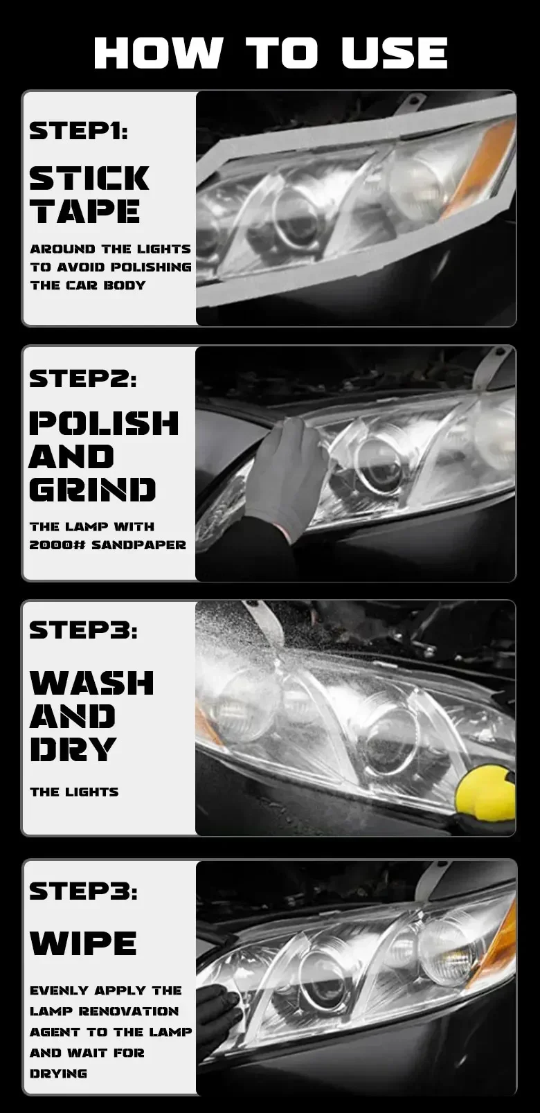 Car Headlight Repair Liquid Head Light Polishing Anti-scratch And Maintenance Kit Headlight Assembly Refurbished Car Accessory