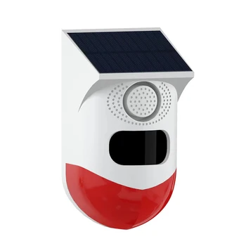 Solar Powered Security Infrared Siren Remote Control Motion Activated Detector Alarm 120dB Sound USB Charging for Home Farm Yard 1